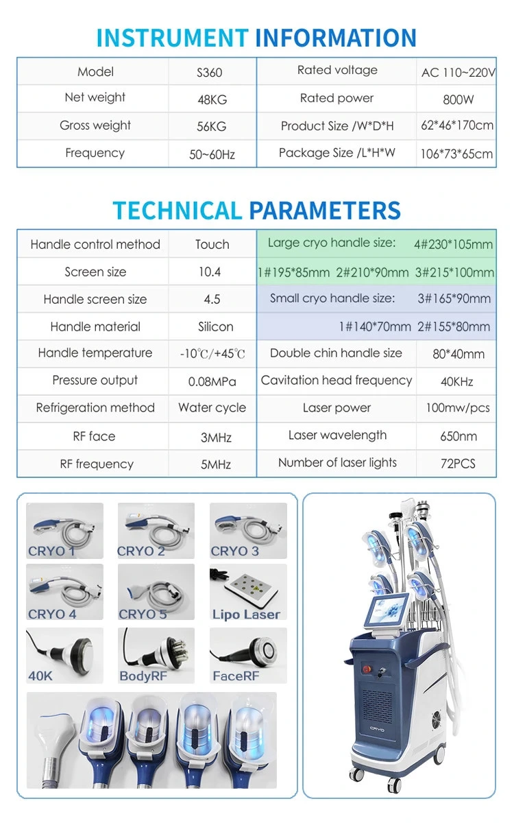 Multifunctional RF Ultrasound Cavitation Vacuum Lipo Laser Slimming Cryolesia