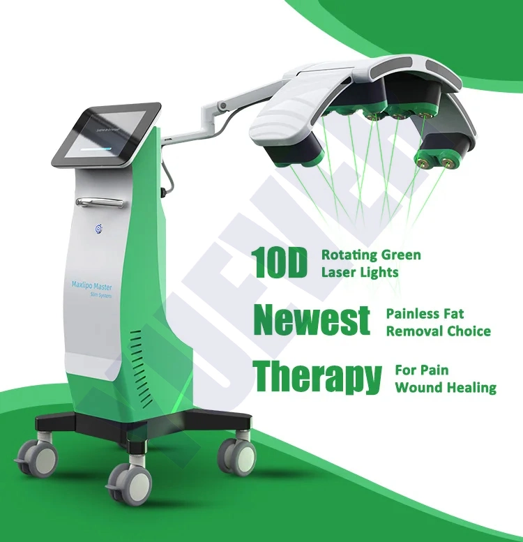 10d Lipo Laser Fat Removal 10d Cellulite Reduction 532nm Green Light Therapy Cold Laser Fast Slim Machine for Beauty