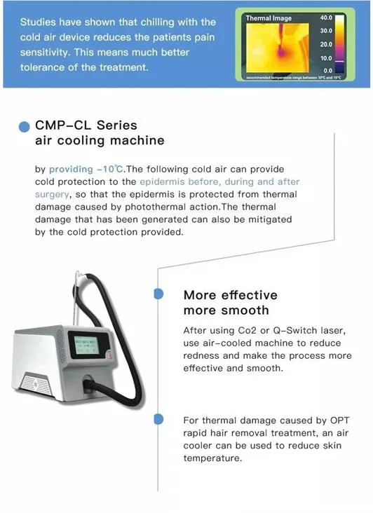 Portable Small Size -20c -25c -35c Cryotherapy Refrigerator for Pain Relief Cold Air Skin Cooling Machine for IPL Picosecond Diode Laser CO2 Laser Treatment