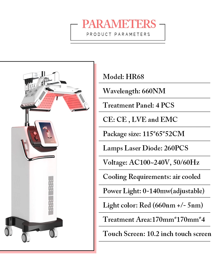 Factory Price 260PCS Japanese Diode Laser 660nm Hair Growth Red Low Level Laser Therapy Infrared Ray Lllt Diode Laser Hair Regrowth Machine