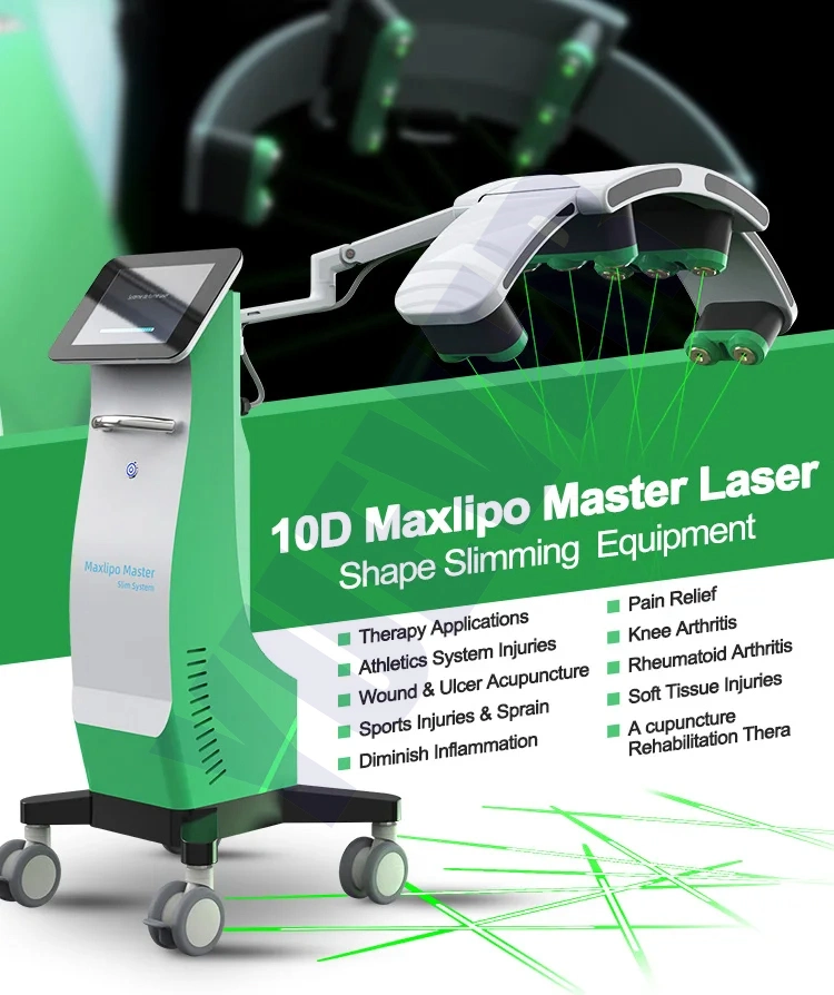 10d Lipo Laser Fat Removal 10d Cellulite Reduction 532nm Green Light Therapy Cold Laser Fast Slim Machine for Beauty