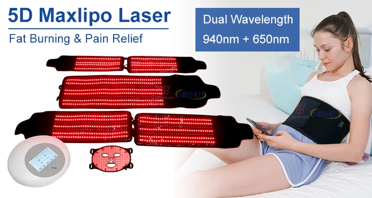 5D Cellulite Reduction 650nm Red Light Therapy Cold Laser Fast Slim Machine for Beauty Salon