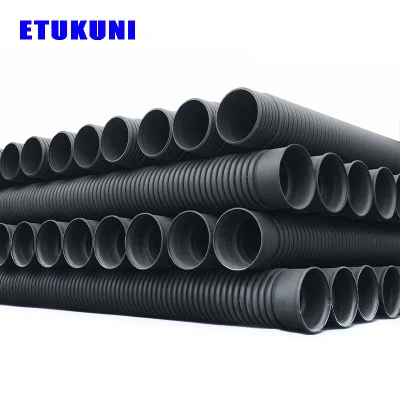 Plastic Black HDPE Double Wall Corrugated Pipe Dwc Pipe HDPE Reinforced Spiral Corrugated Culvert Pipe with Steel Belt