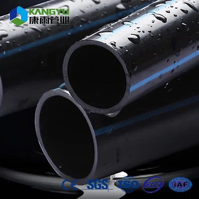 Virgin New Material Black Pipe with Blue Stripe HDPE Pipe for Water Supply