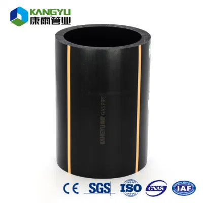 Diameters 20mm 25mm 32mm 40mm 50mm 63mm PE100 SDR11 Underground Black Plastic PE HDPE Gas Pipe with Yellow Stripe