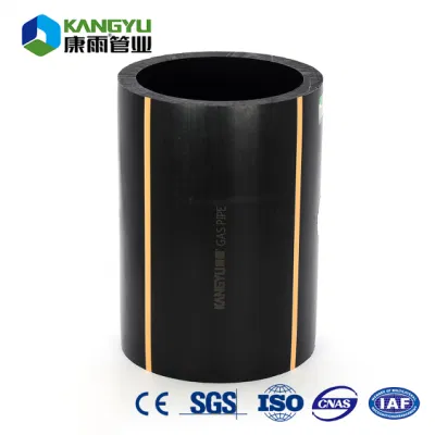  Diameters 20mm 25mm 32mm 40mm 50mm 63mm PE100 SDR11 Underground Black Plastic PE HDPE Gas Pipe with Yellow Stripe