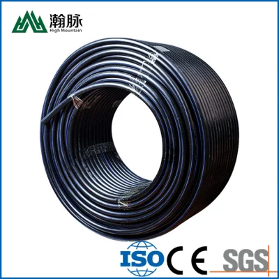 40mm 6 Inch Diameter HDPE Black Pipe with Red Stripe SDR17 HDPE Pipe