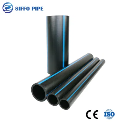 Black HDPE Pipe with Blue Stripe Customized Diameter Factory Direct Sale Low Price