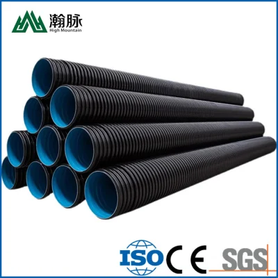  HDPE Double Wall Corrugated Pipes 110mm 160mm Perforated Pipe in Rolls or Pieces Black Color