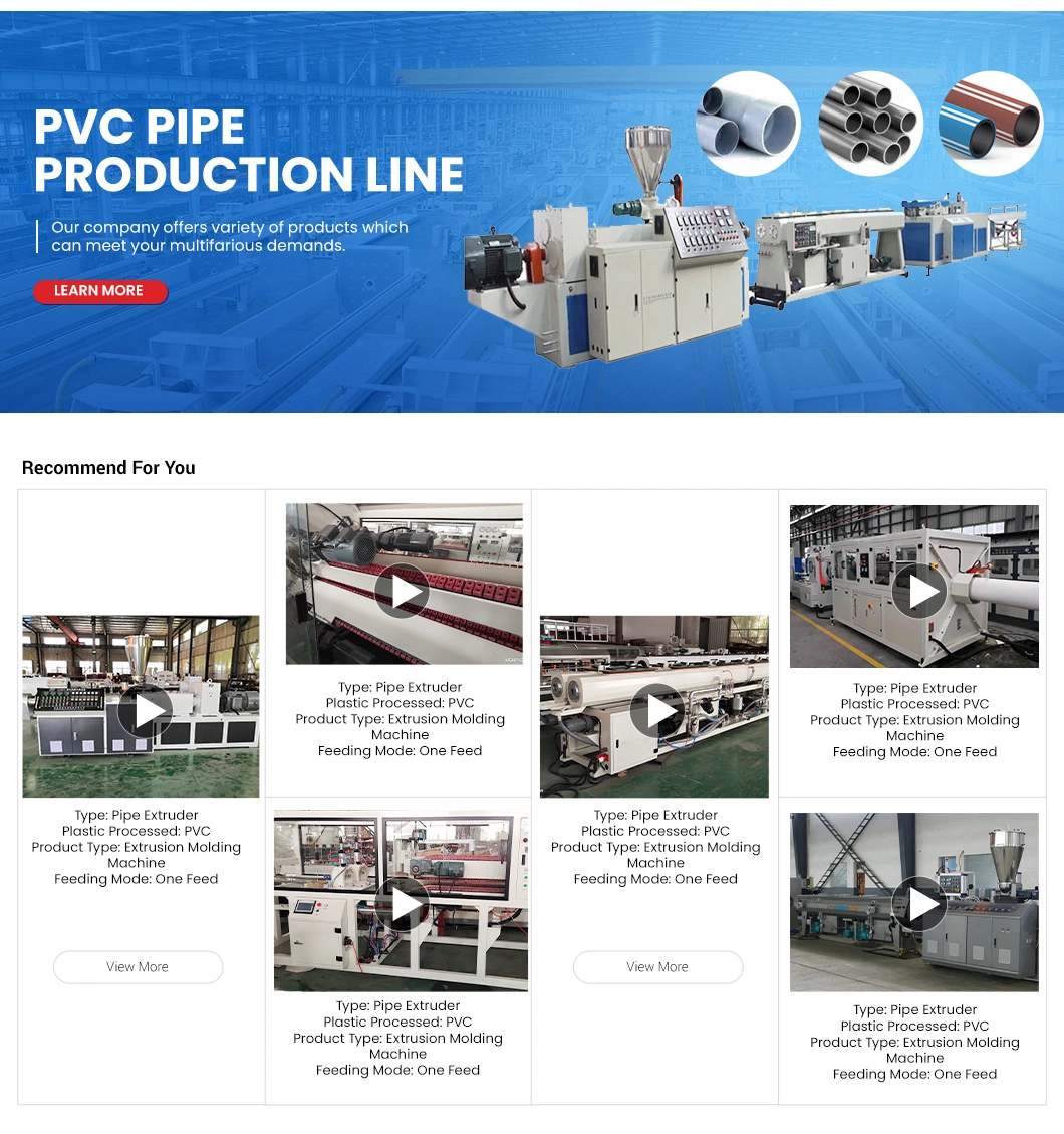 Meetyou Machinery PVC Pipe Line Price Custom PVC PP-R /Pert Extrusion Production Line Manufacturers China ABS/PE Plastic Processed Extruder Pipe HDPE