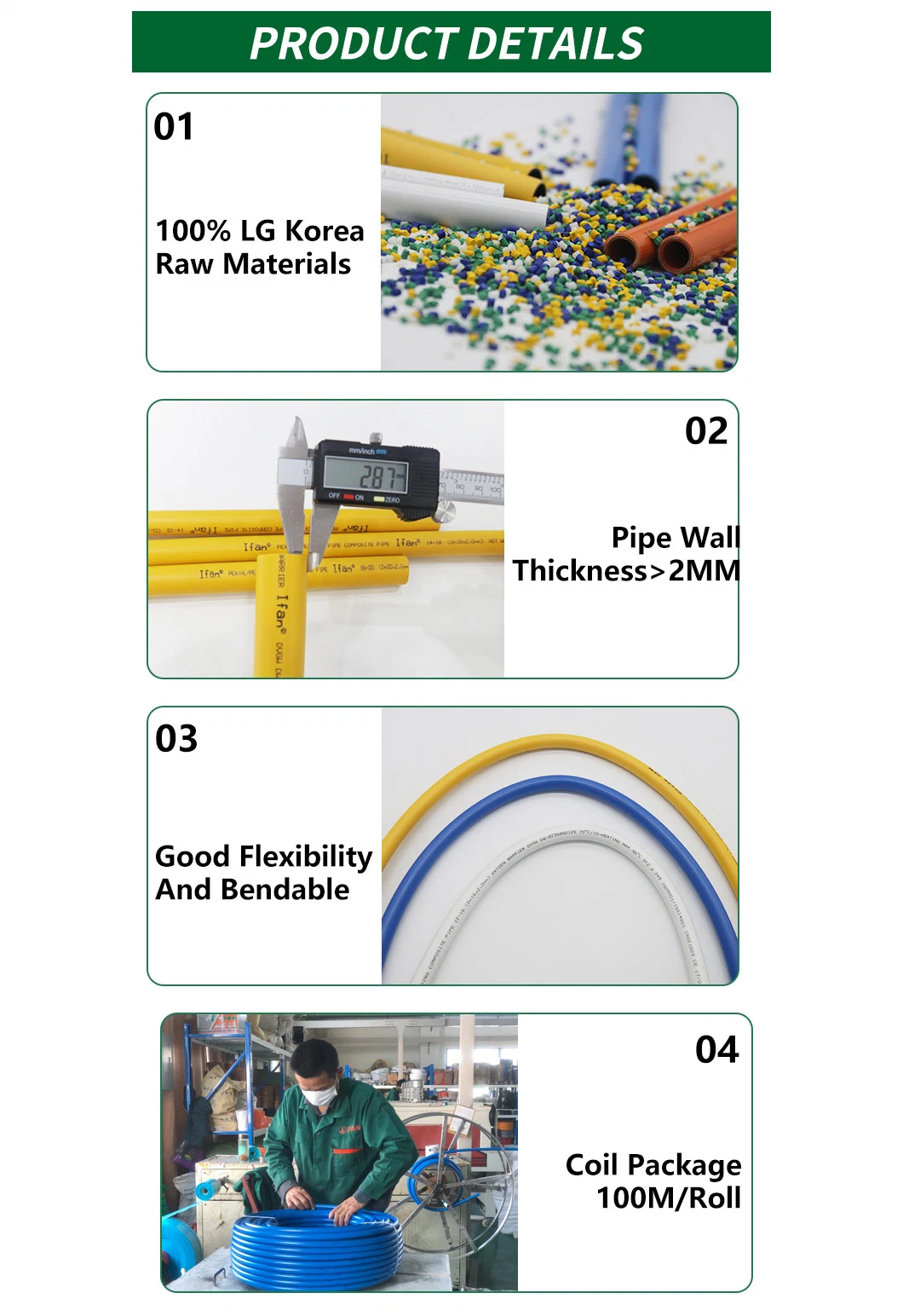 Ifan Wholesale Plastic Aluminum Composite Multilayer 1 Inch Pex Tubing and Connectors