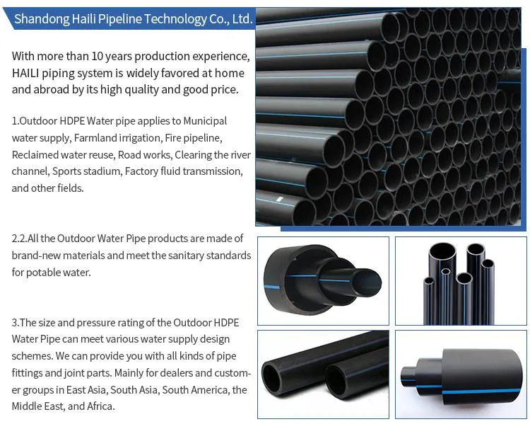 SDR17 HDPE Pipe Support Cost Per Meter HDPE Sprinkler Pipe Price List