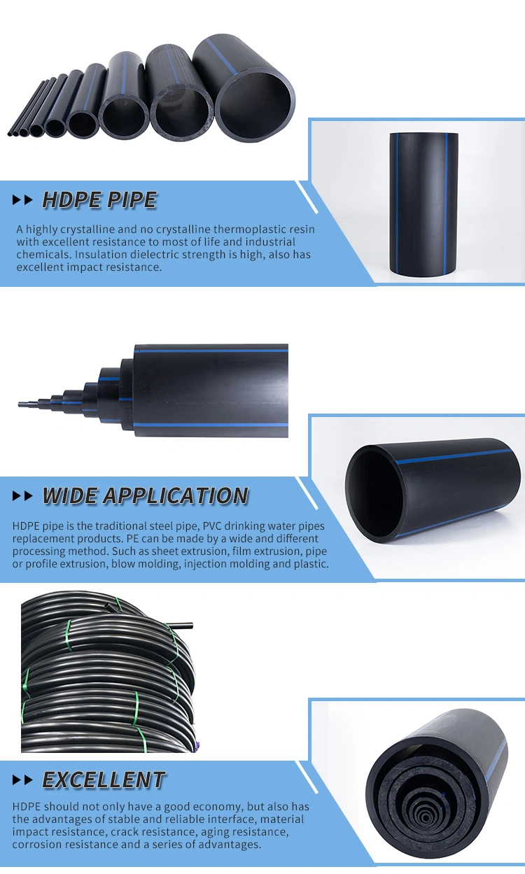 Black PE100 Pipe Large Diameter 300mm HDPE Water Pipe