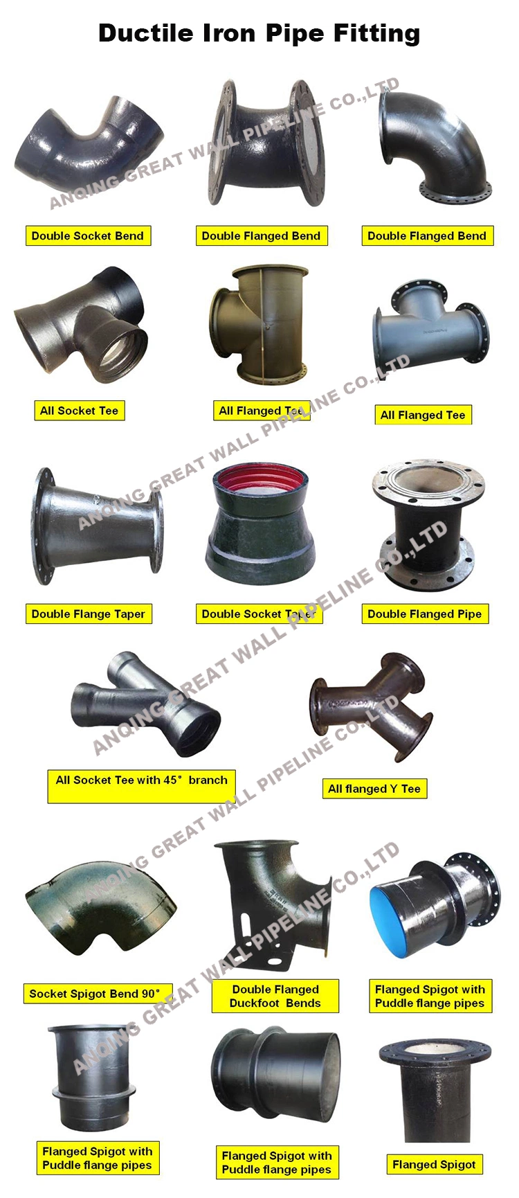 Fusion Bonded Epoxy Coated Double Socket Bend Ductile Iron Pipe Fitting