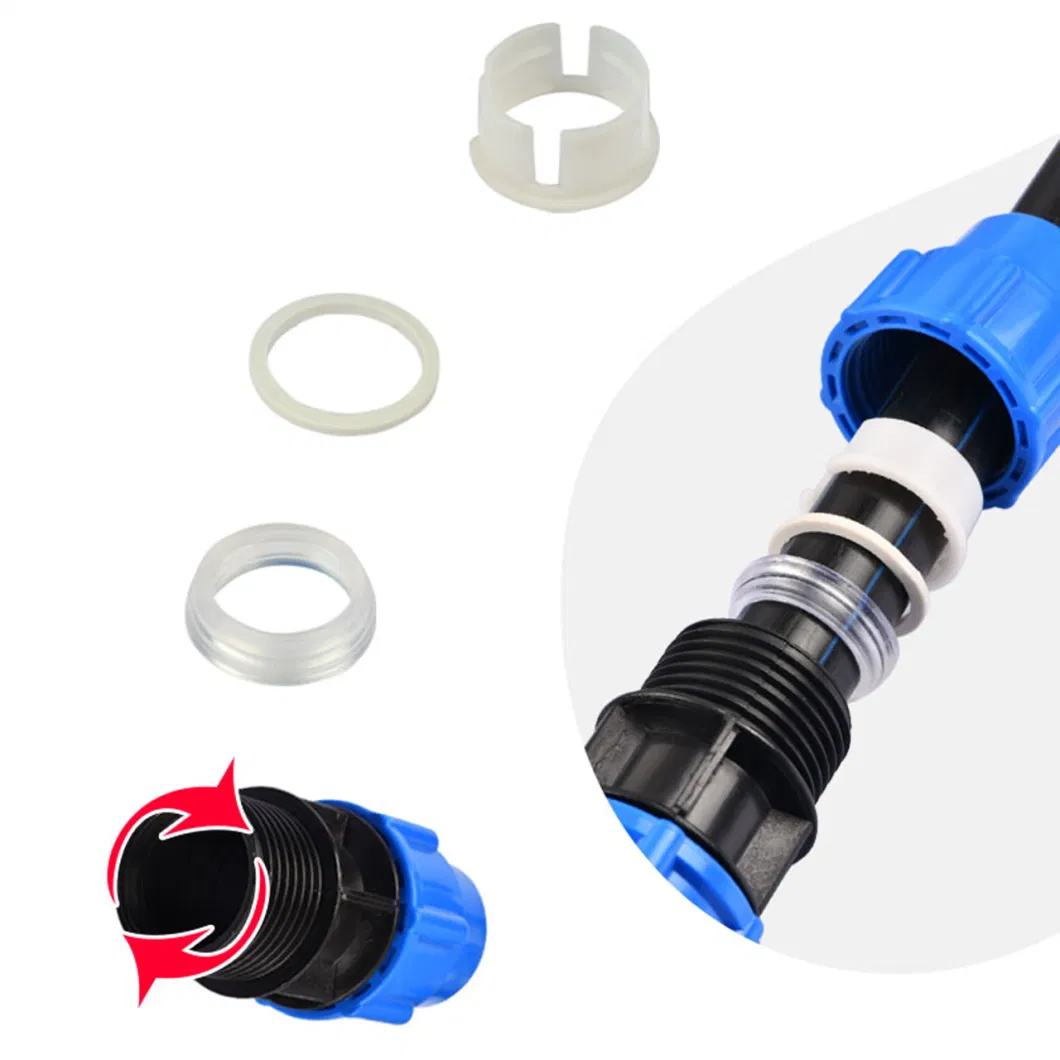 Agricultural Irrigation Straight Tee Elbow 20mm 25mm 32mm 40mm 50mm Tube HDPE Pipe Compression Fittings Connector Coupling