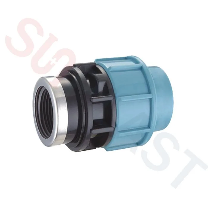 Customized Pn16 HDPE Pipe Supply Female Male Adaptor Blue PP Compressioncom Fittings