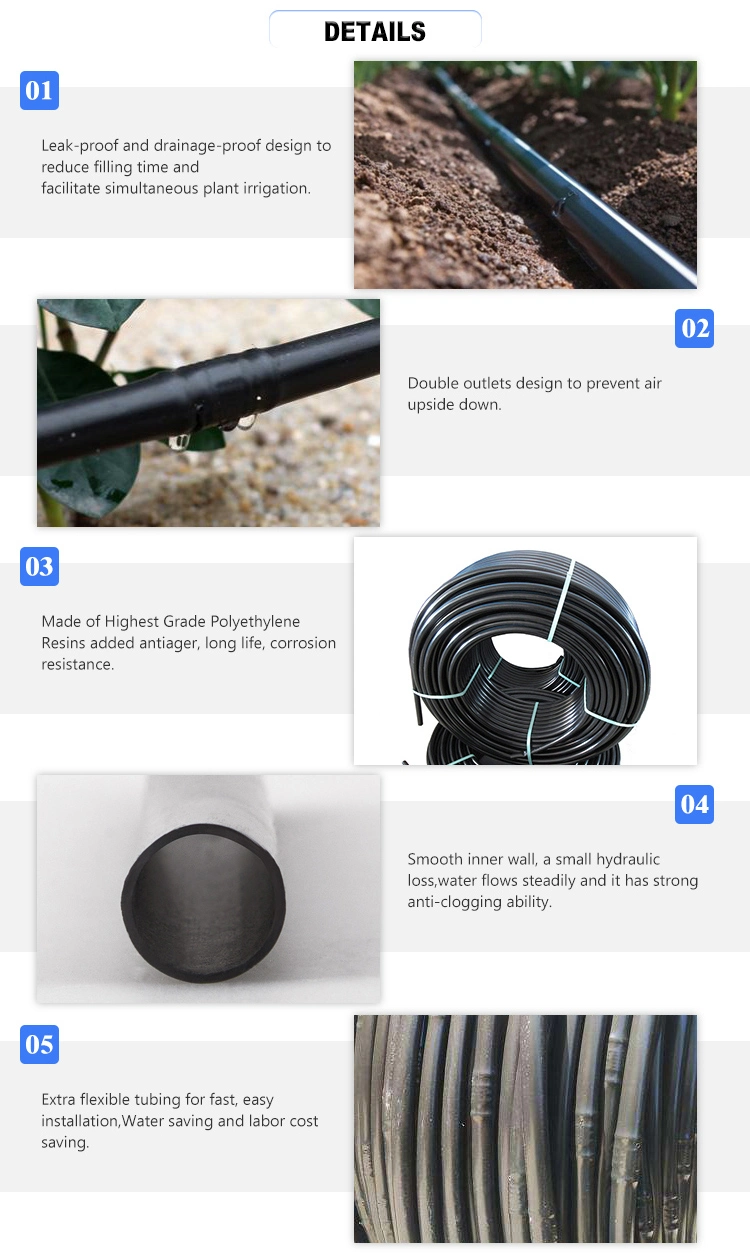 Factory Price DN 280mm-25.4mm SDR11/1.6MPa S5 Poly HDPE Pipe for Water Supply Irrigation Drainage