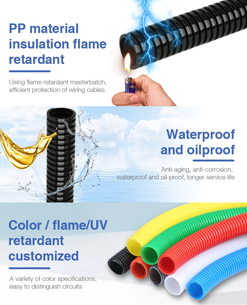 High Quality Flexible Plastic Cable Sleeve Corrugated Pipe Convoluted Plastic Conduit Pipe PP PA PE