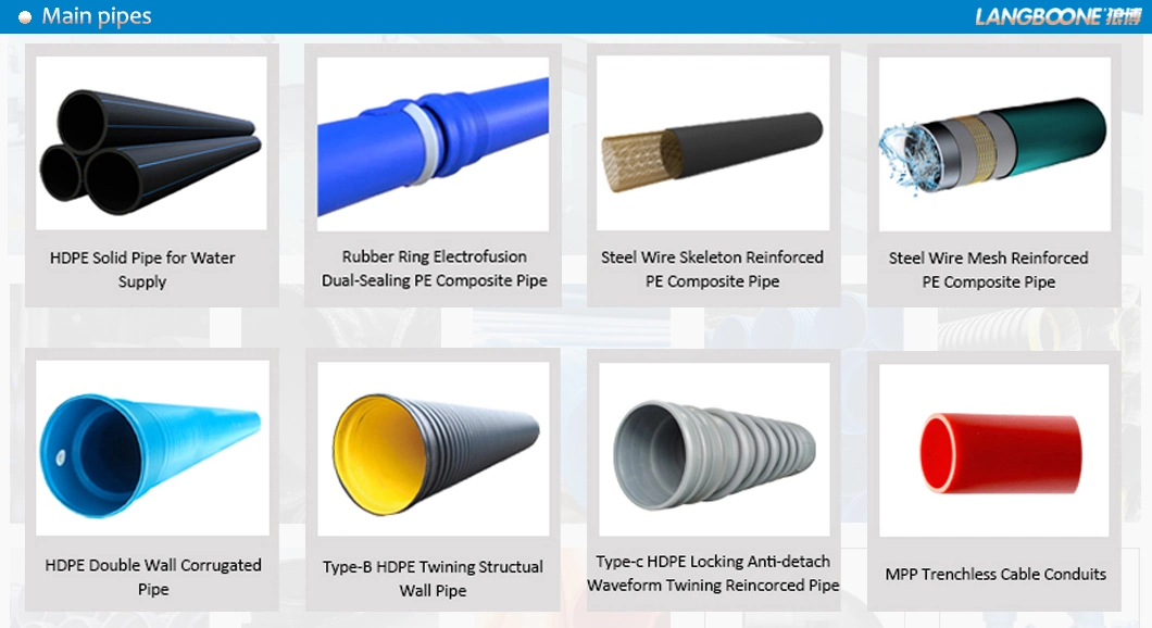 SDR17 SDR9 HDPE Pipe PE Soild Water Supply Pipes for Chemical Plant