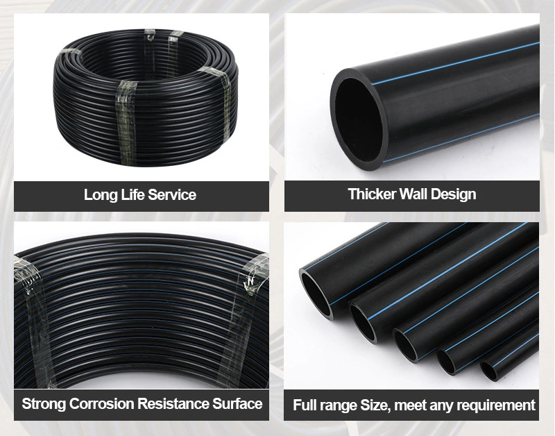 Plastic PE Pipes 400mm 500mm 630mm PE100 SDR11 Pn16 Factory Prices Hose HDPE Pipe for Water Supply
