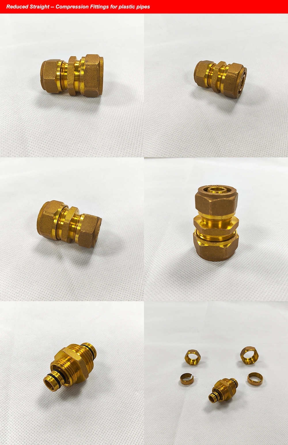 Reduced Straight Brass Compression Fittings for Use with Pex Pipe and PE Al PE Pipe