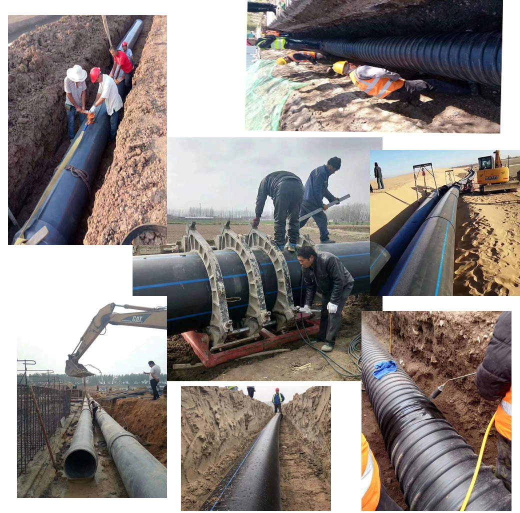 High Density Product Diameter Poly Pipe HDPE Gas Pipe with Yellow Stripe for Oil and Gas PE Pipe