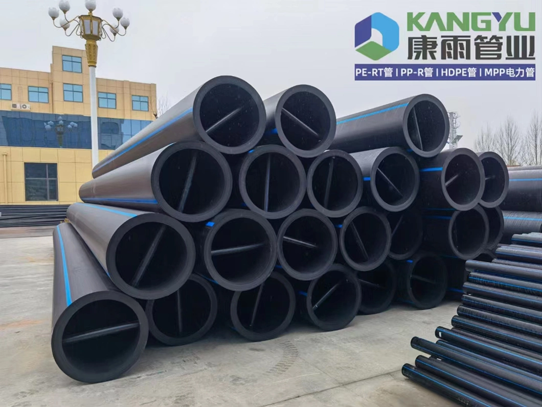 315mm 560mm 630mm 800mm 900mm Black Pipe with Blue Stripe Polyethylene Pipe PE Pipe for Water Supply Irrigation