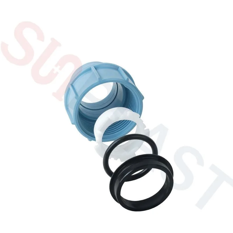 Customized Pn16 HDPE Pipe Supply Female Male Adaptor Blue PP Compressioncom Fittings