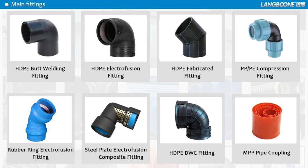 PE100 SDR11 HDPE Butt Welding/Hot-Melting Fitting PE Elbow/Bend/Tee/Coupling TF Fitting