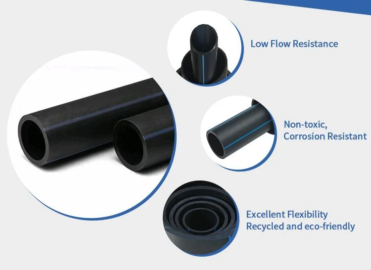 80mm Plastic Pipe HDPE SDR11 HDPE Pipe Connector Rigid Plastic Tubing