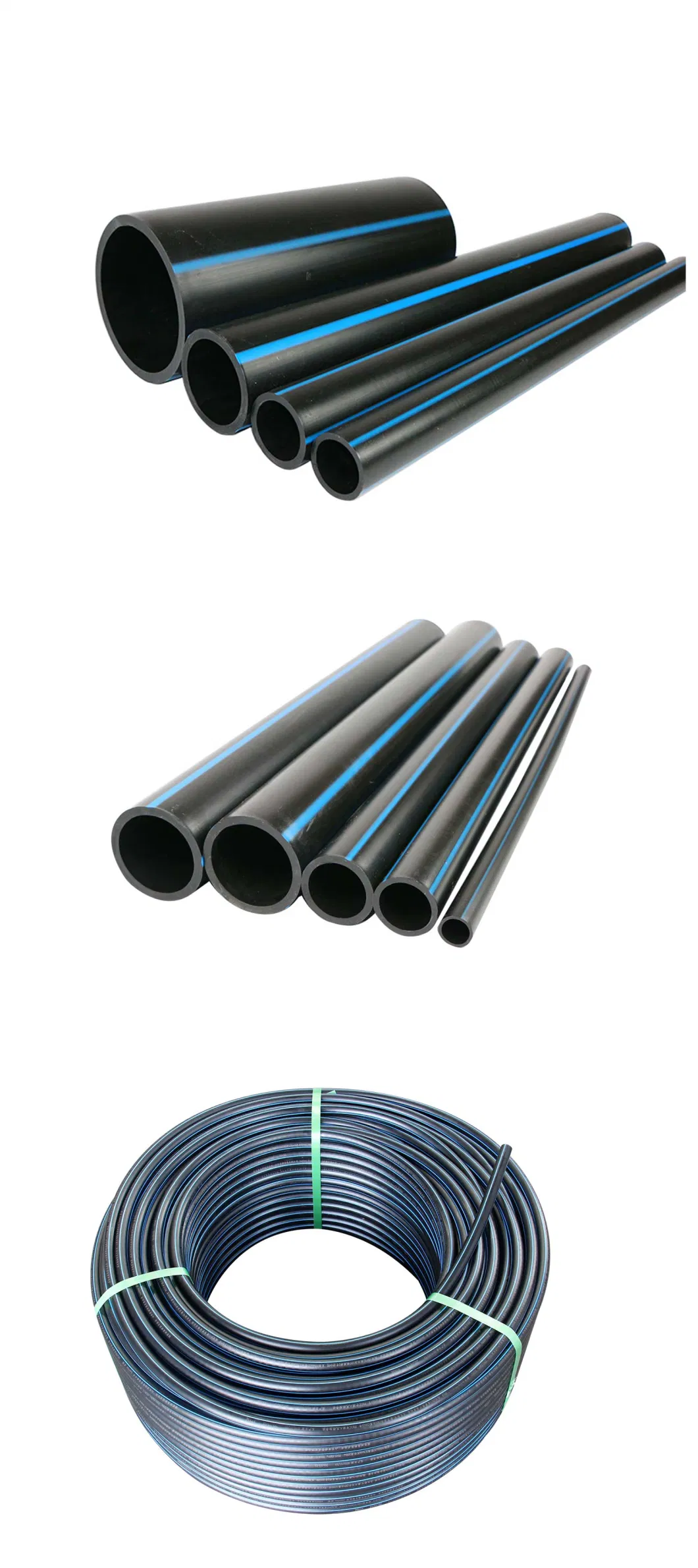 PE100 HDPE Pipe Polyethylene Pipes Pn6 SDR 26 21 17 13.6 11 DN200 110 mm Black HDPE Wate Pipe
