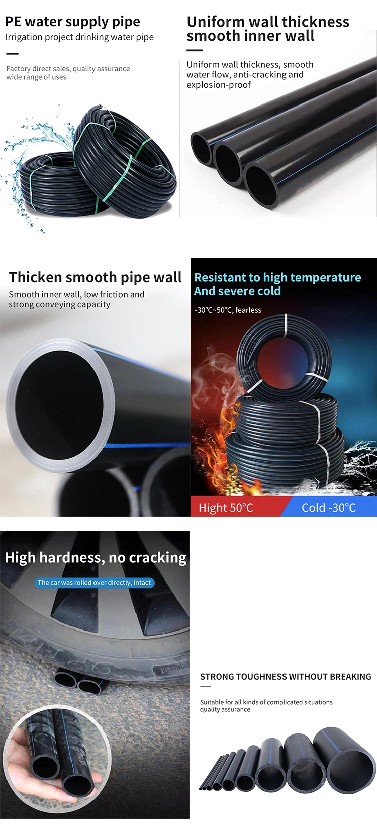 SDR9 HDPE Accessories 75mm Price PE Pipe