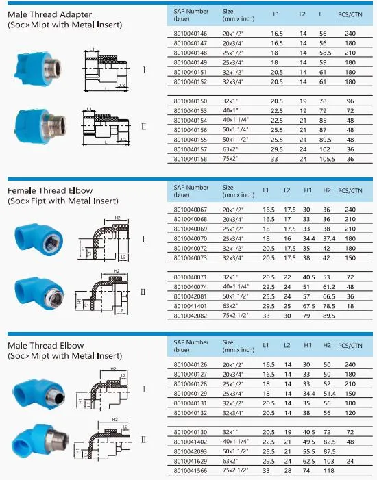 Lesso High Quality New Arrival Water Supply 1000mm Price PE HDPE Pipe Pn10 for Wholesales Female Thread Elbow with Metal Insert