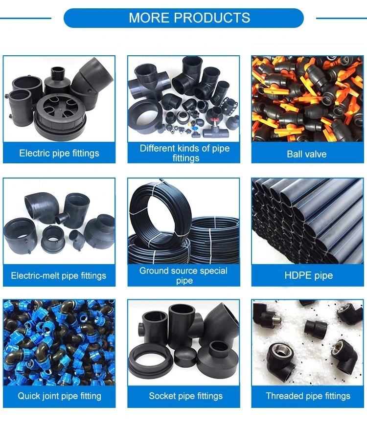 Plastic HDPE Pipe Fittings of Butt Fusion Socket/PE100 Socket Welding HDPE Material Pipe Fittings