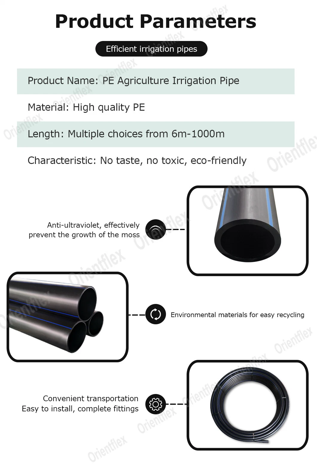 1.5 1 Inch Poly HDPE Irrigation Pipe