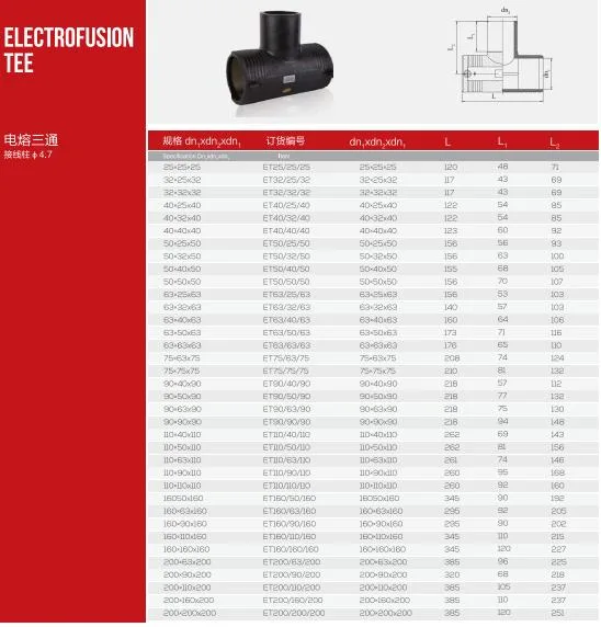 PE Fitting Electrofusion Reducing Tee HDPE Pipe Fitting