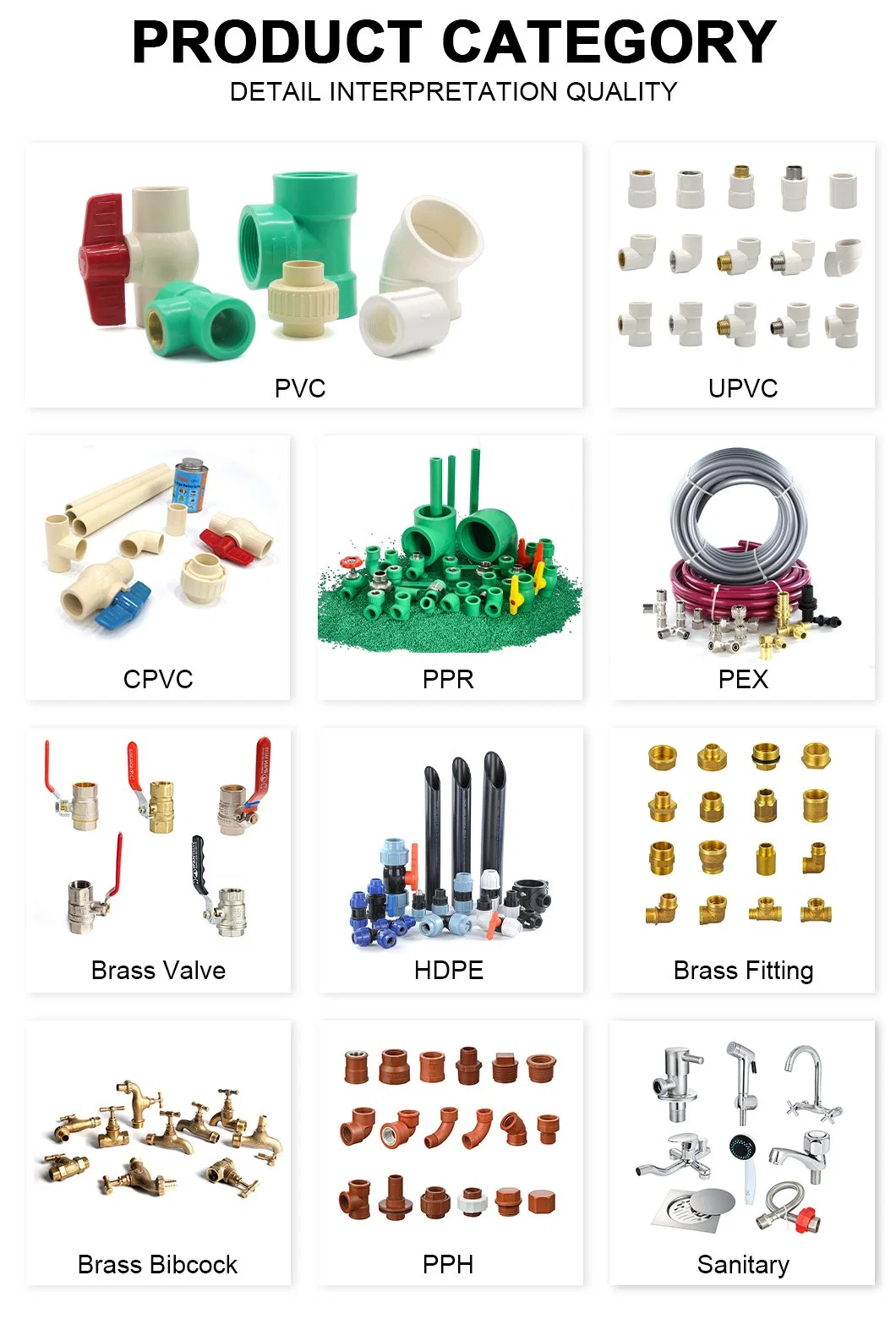 Ifan Pipe Fittings Factory Pex PPR PVC Brass Fitting Brass Valve PE Fittings