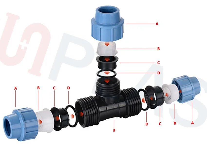 Compression Fitting for HDPE Pipe Plastic Pipe Fittings Pn16 Female Threaded Tee HDPE PP Compression Fittings