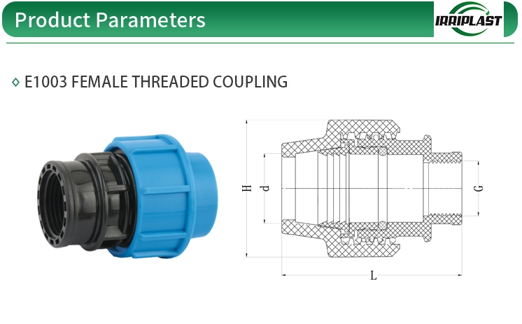 Female Coupling ISO17885 Standard HDPE Compression Fittings Push Fit Pipe Fittings