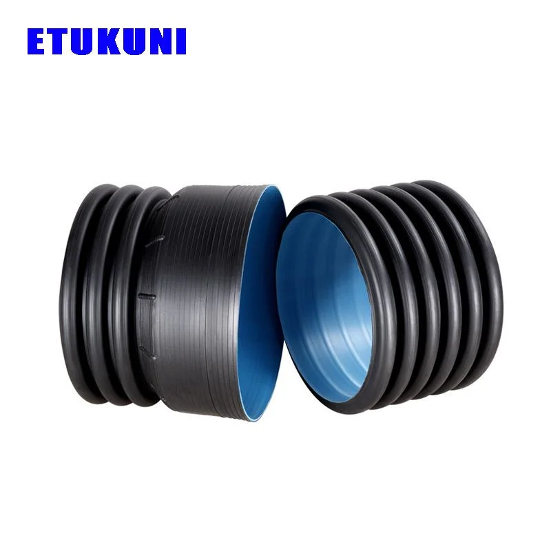 Good Toughness and High Impact Strength Plastic Black HDPE Double Wall Corrugated Pipe for Drainage System