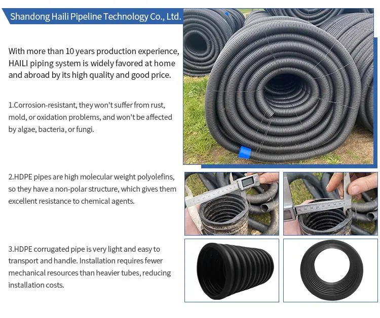 300mm Plastic Pipe Single Wall Bellows Corrugated Pipe 4 Inch HDPE Pipe Price in Azerbaijan