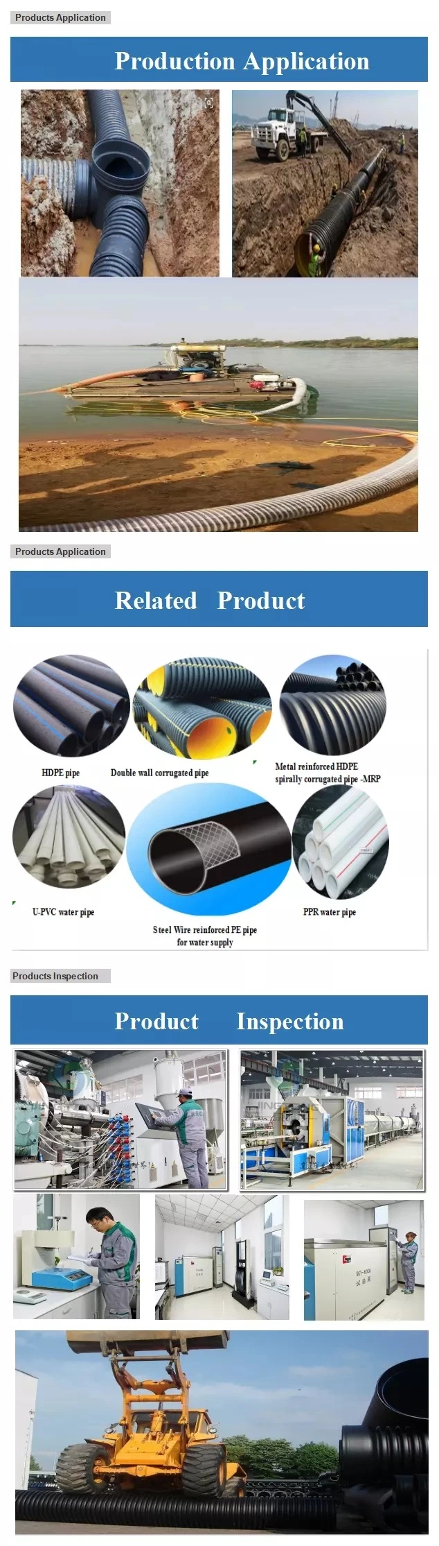 Jubo HDPE 110mm Underground Perforated Corrugated Drainage Pipe Factory