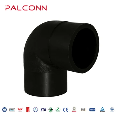 Fabricante OEM SDR11 90 Grado de fusión a tope el codo de HDPE negro