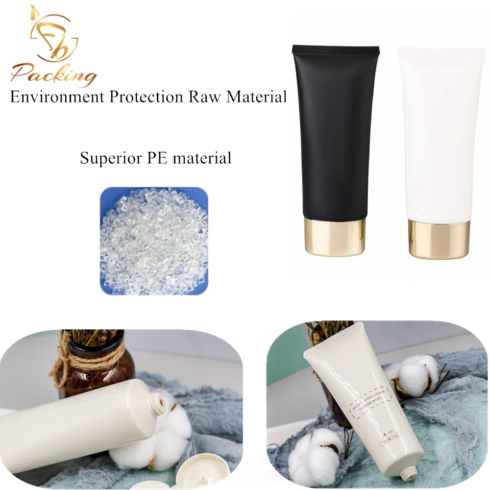 Skincare 100 Ml PE Packaging Tubes Cosmetic Plastic Tube with Golden Screw Top Cap