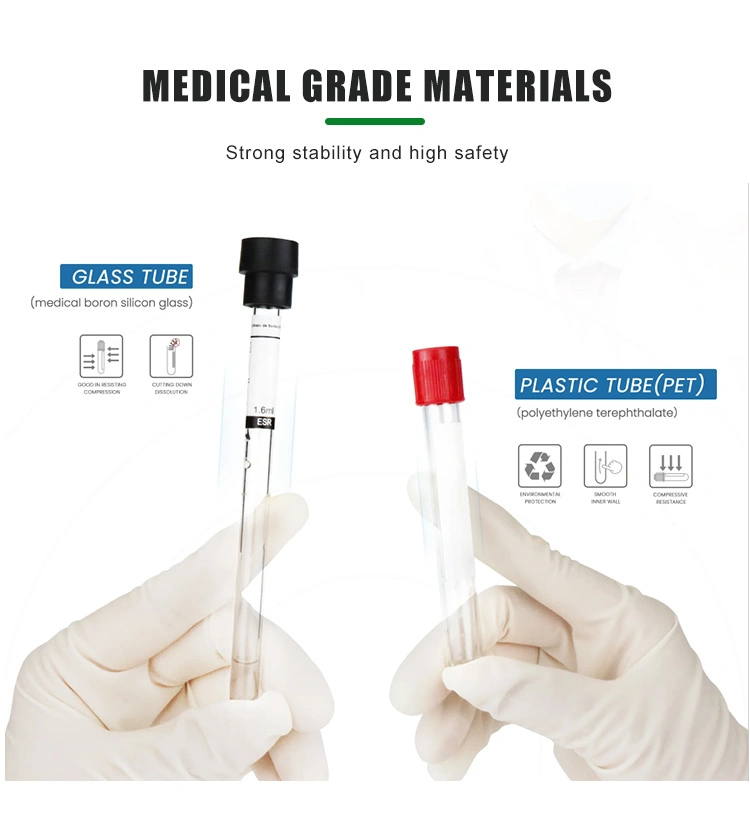 Blood Test Tubes Disposable Glass or Plastic Vacuum Blood Sample Collection Tube