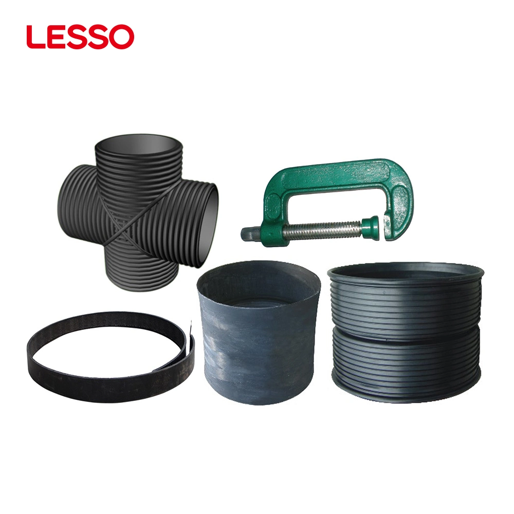 Lesso Sewage Discharge Black Drainage Culvert 200 400mm Plastic HDPE Socket End Corrugated Drainage Pipe