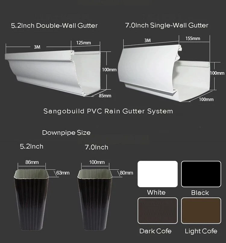 Kenya PVC Rain Gutters and Downspouts Price Water Pipes PVC