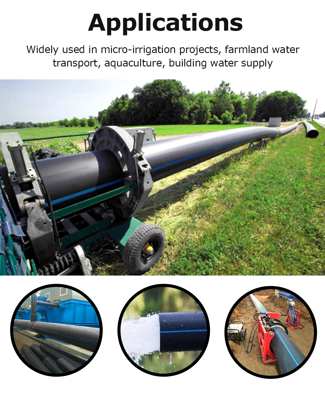 2.5 Inch High Density PE Polyethylene Agriculture Irrigation Pipe