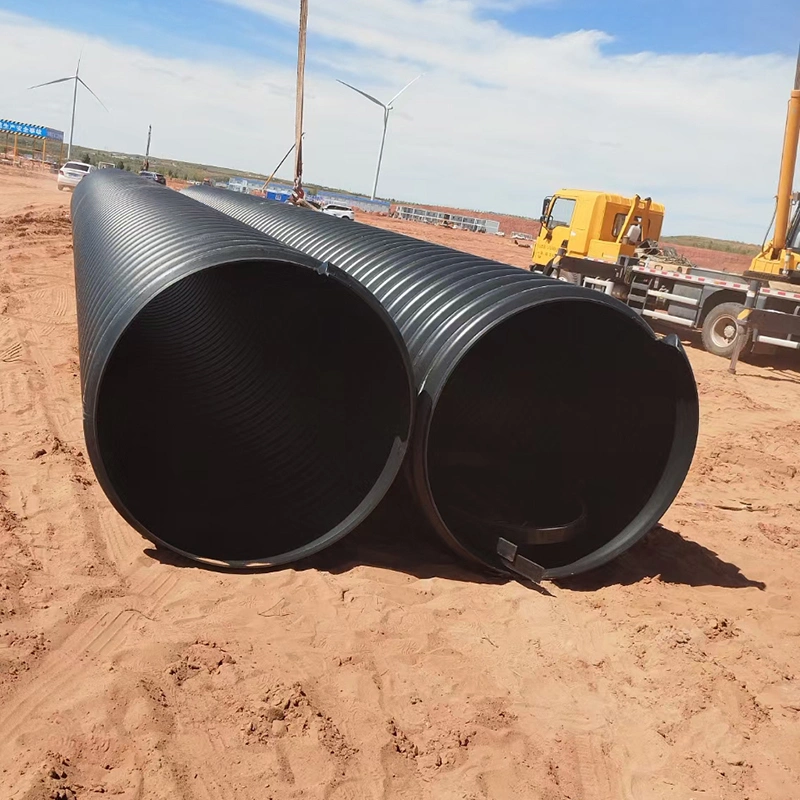 HDPE Industrial Drainage Pipe Sn4-Sn16 High Pressure Steel Belt Double Wall Corrugated Drainage Pipe