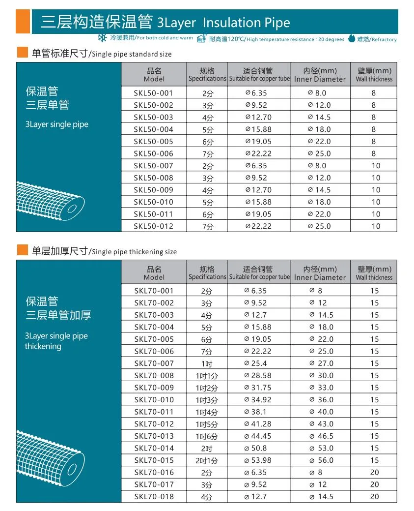 Rubber Polyethylene Insulation Pipes Tubes for Air Conditioner